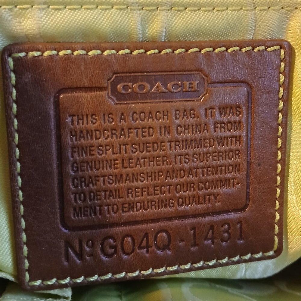 Vintage Coach Hampton Gallery Tote Bag Tan Suede Brown Leather - Picture 7 of 13